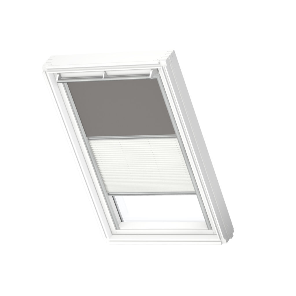VELUX Verduisterend rolgordijn + plissé - Grey/White (0705/1016) - Handmatig