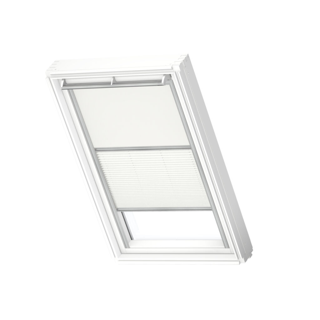 VELUX Verduisterend rolgordijn + plissé - White/White (1025/1016) - Handmatig